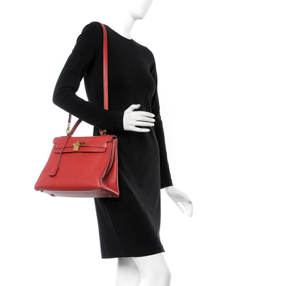 Hermes Taurillon Clemence Kelly Retourne 32 Rouge Casaque 3 of 14