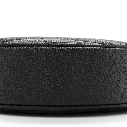 Saint Laurent Grain De Poudre Matelasse Chevron Quilted Round Vinyle Camera Bag Black 8 of 11