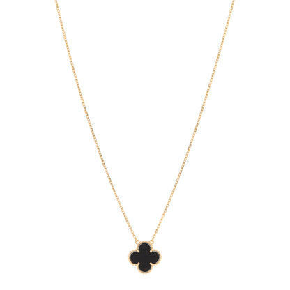 Van Cleef & Arpels 18K Yellow Gold Black Onyx Vintage Alhambra Pendant Necklace 1 of 7