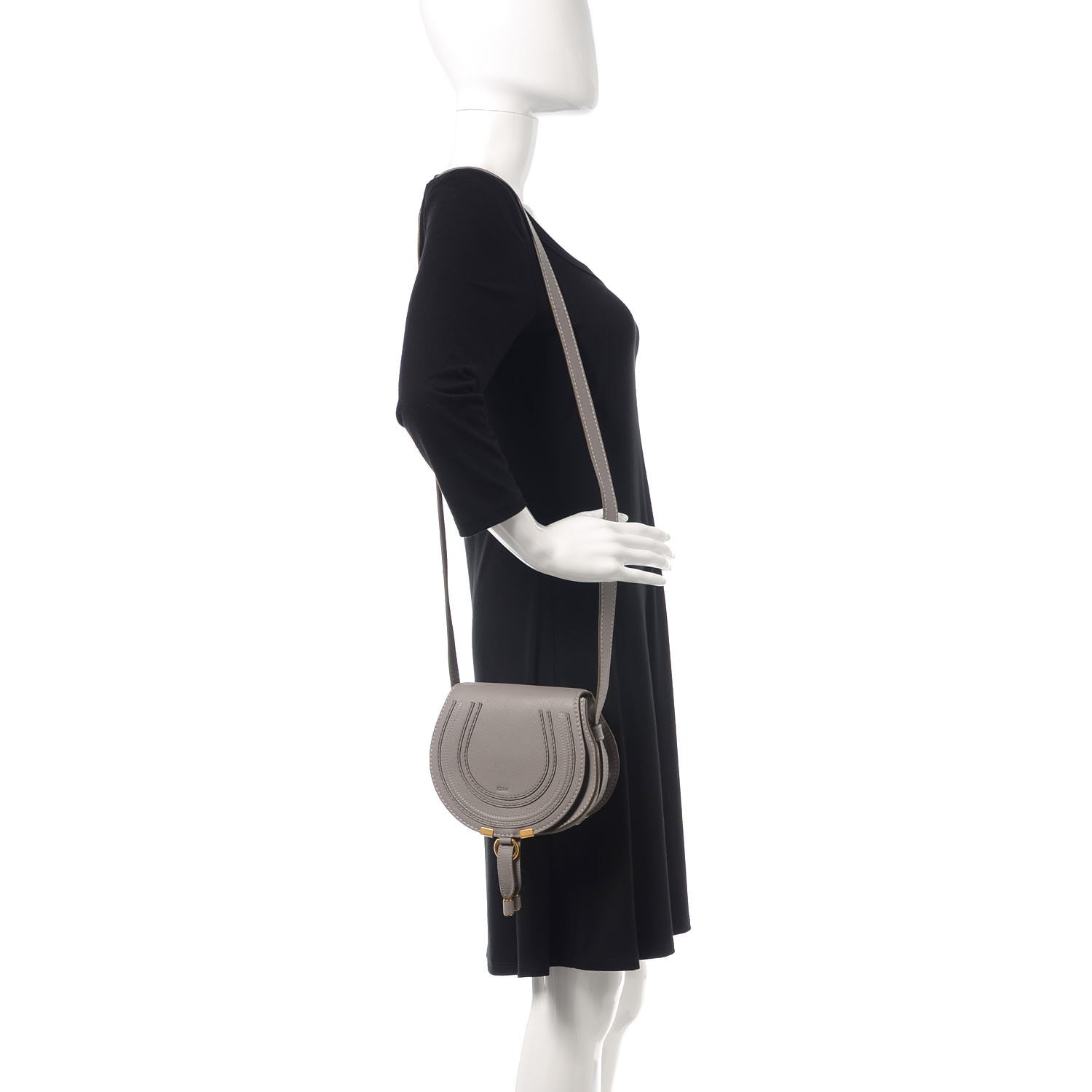 Chloe Calfskin Mini Marcie Round Crossbody Bag Cashmere Grey 2 of 10