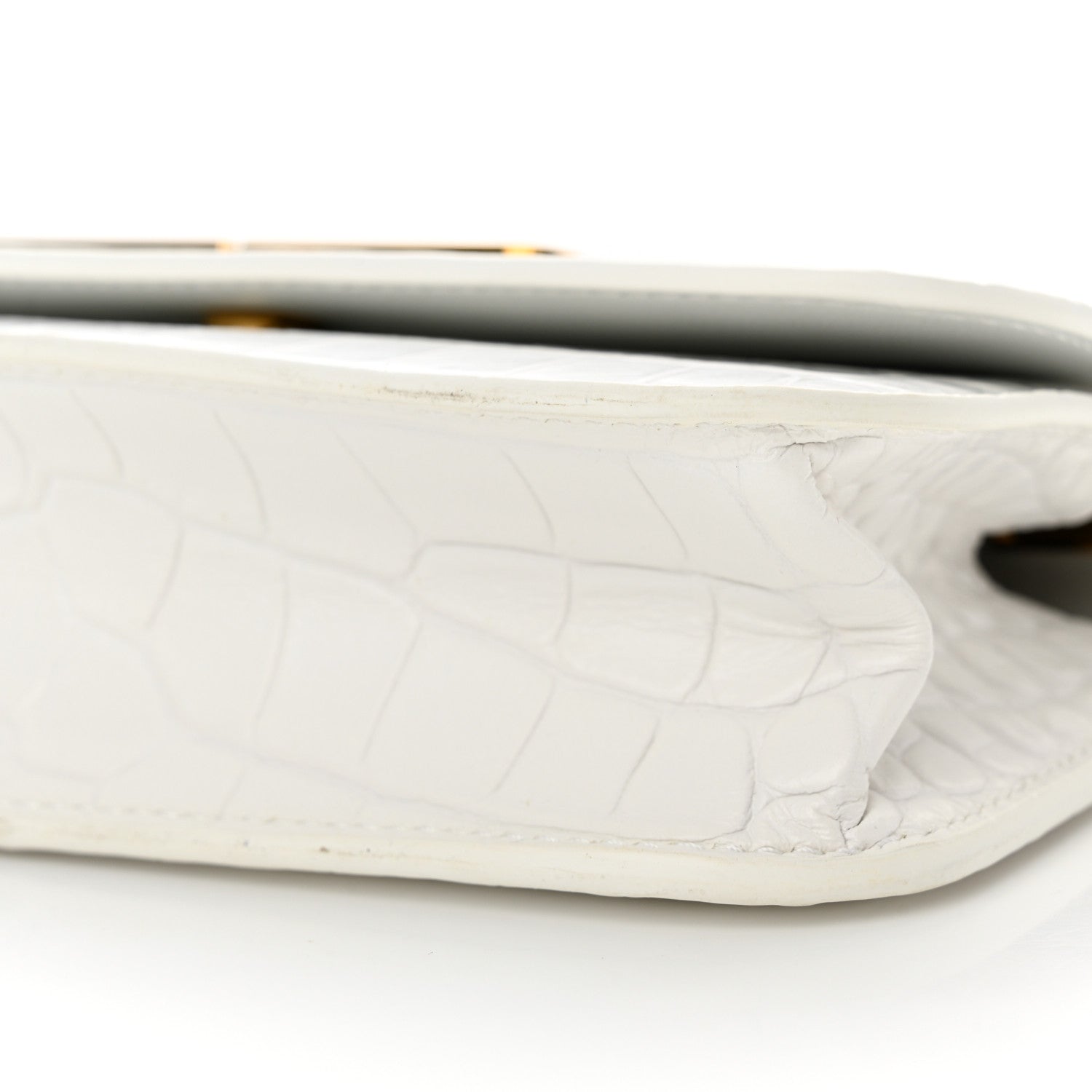 Balenciaga Extra Supple Calfskin Crocodile Embossed Gossip Wallet On Chain Optic White 9 of 10