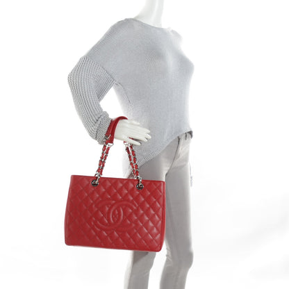 Chanel Caviar Quilted Grand Shopping Tote GST Red 2 of 7