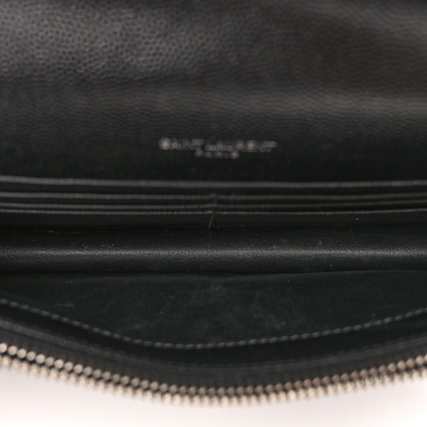 Grain De Poudre Matelasse Chevron Monogram Envelope Chain Wallet Black