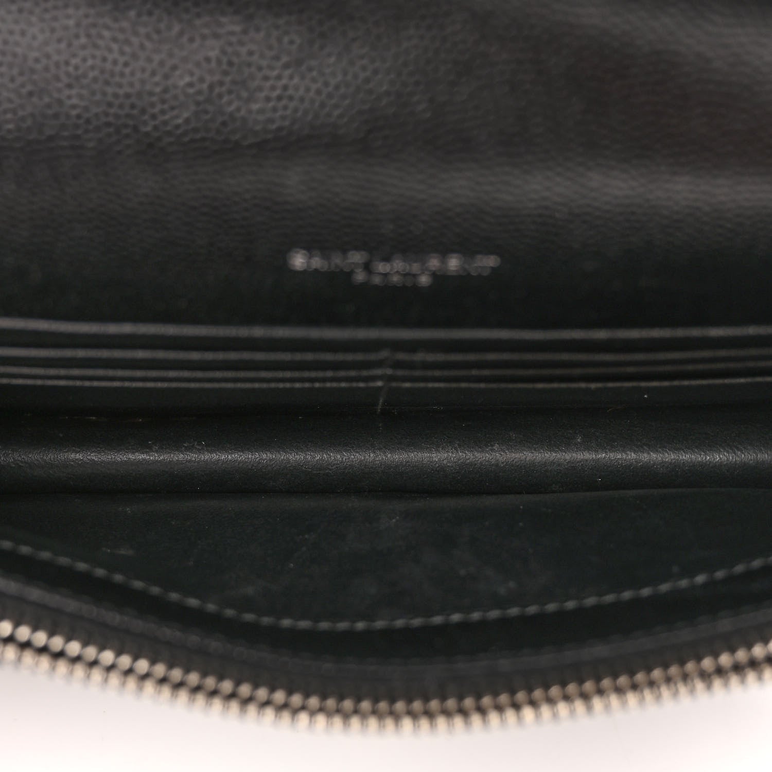Saint Laurent Grain De Poudre Matelasse Chevron Monogram Envelope Chain Wallet Black 5 of 9