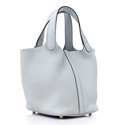Hermes Taurillon Clemence Picotin Lock 18 PM Bleu Pale 3 of 10
