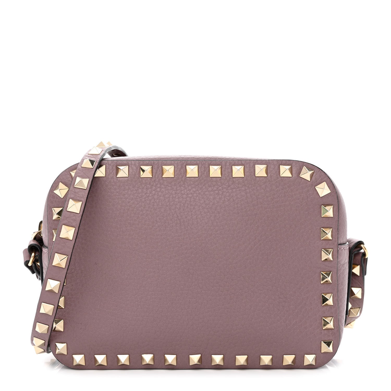 Valentino Garavani Pebbled Calfskin Rockstud Camera Crossbody Bag Dark Mauve 1 of 9