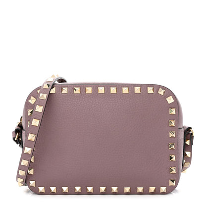 Valentino Garavani Pebbled Calfskin Rockstud Camera Crossbody Bag Dark Mauve 1 of 9