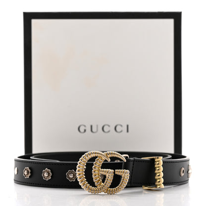 Gucci Calfskin Star Studded Torchon Double G Belt 80 32 Black 7 of 7