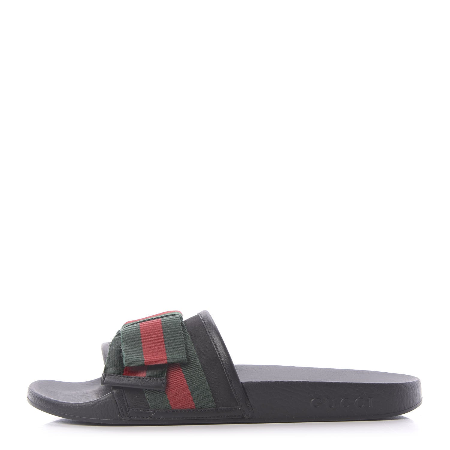 Gucci Satin Web Bow Slide Sandals 40 Black 1 of 9