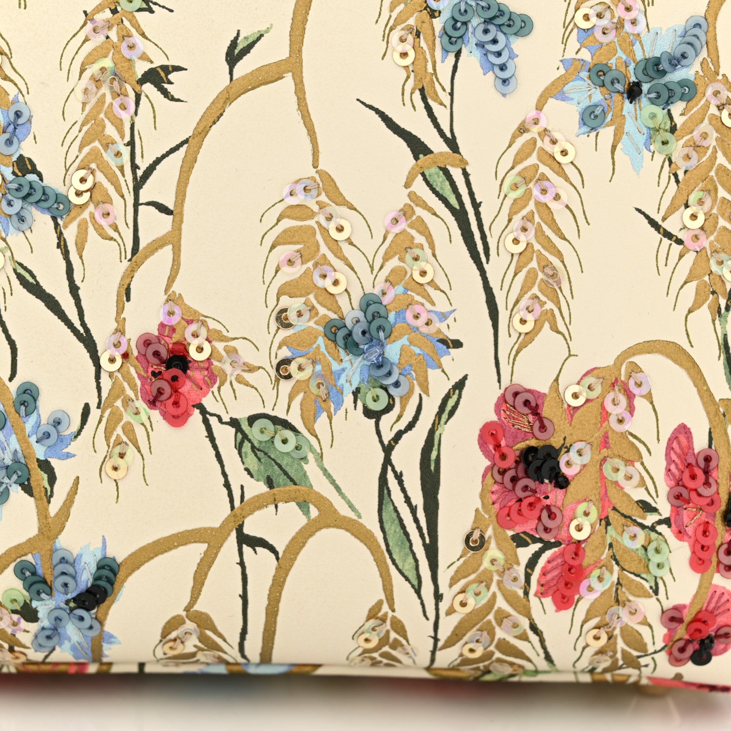 Christian Dior Calfskin Hibiscus Printed Embroidered Mini Lady Dior Beige Multicolor 11 of 14