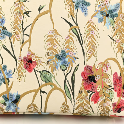 Christian Dior Calfskin Hibiscus Printed Embroidered Mini Lady Dior Beige Multicolor 11 of 14