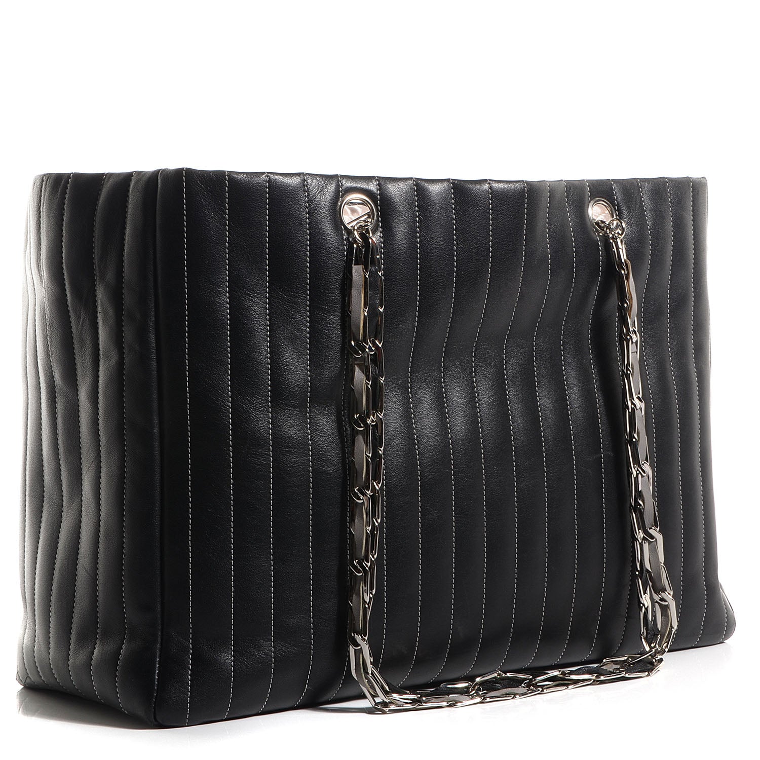 Chanel Lambskin Vertical Quilted Large Mademoiselle Tote Black 3 of 7