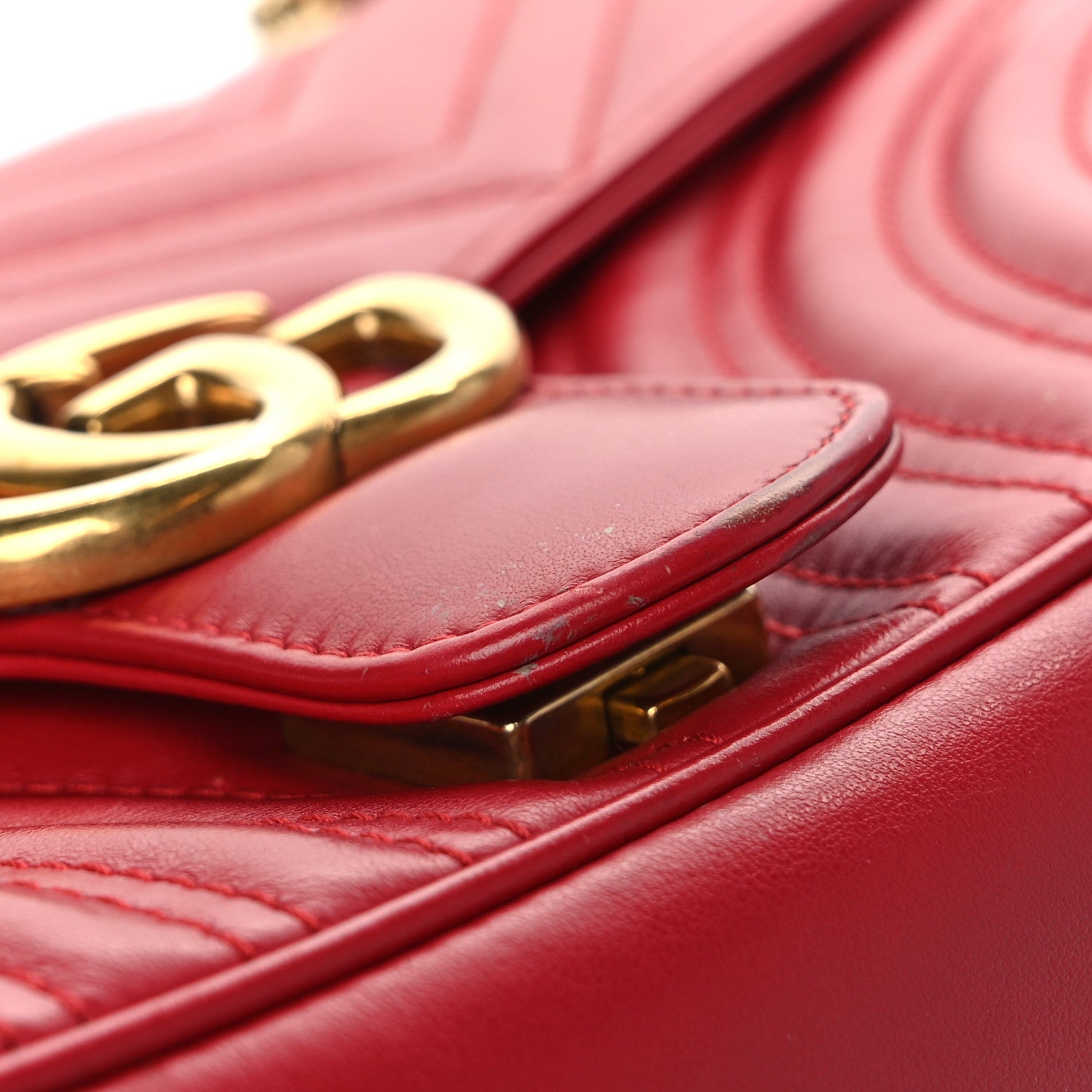 Gucci Calfskin Matelasse Small GG Marmont Shoulder Bag Hibiscus Red 10 of 13