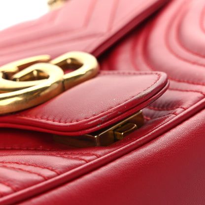 Gucci Calfskin Matelasse Small GG Marmont Shoulder Bag Hibiscus Red 10 of 13