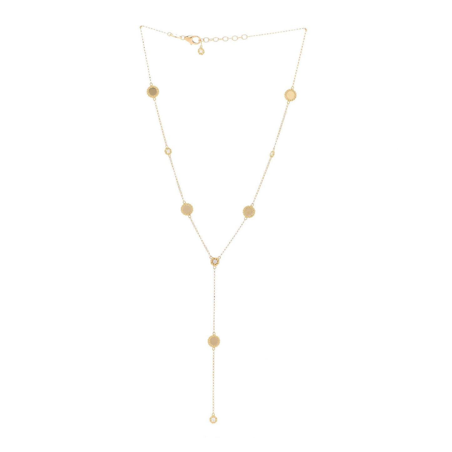 18K Yellow Gold Diamond Barocco Braid Y Drop Necklace
