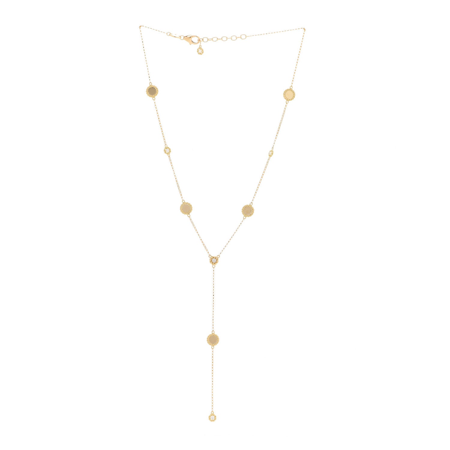 Roberto Coin 18K Yellow Gold Diamond Barocco Braid Y Drop Necklace 3 of 5