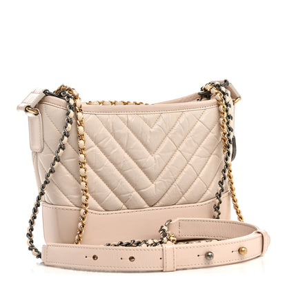 Chanel Aged Calfskin Chevron Quilted Small Gabrielle Hobo Ivory 3 of 12