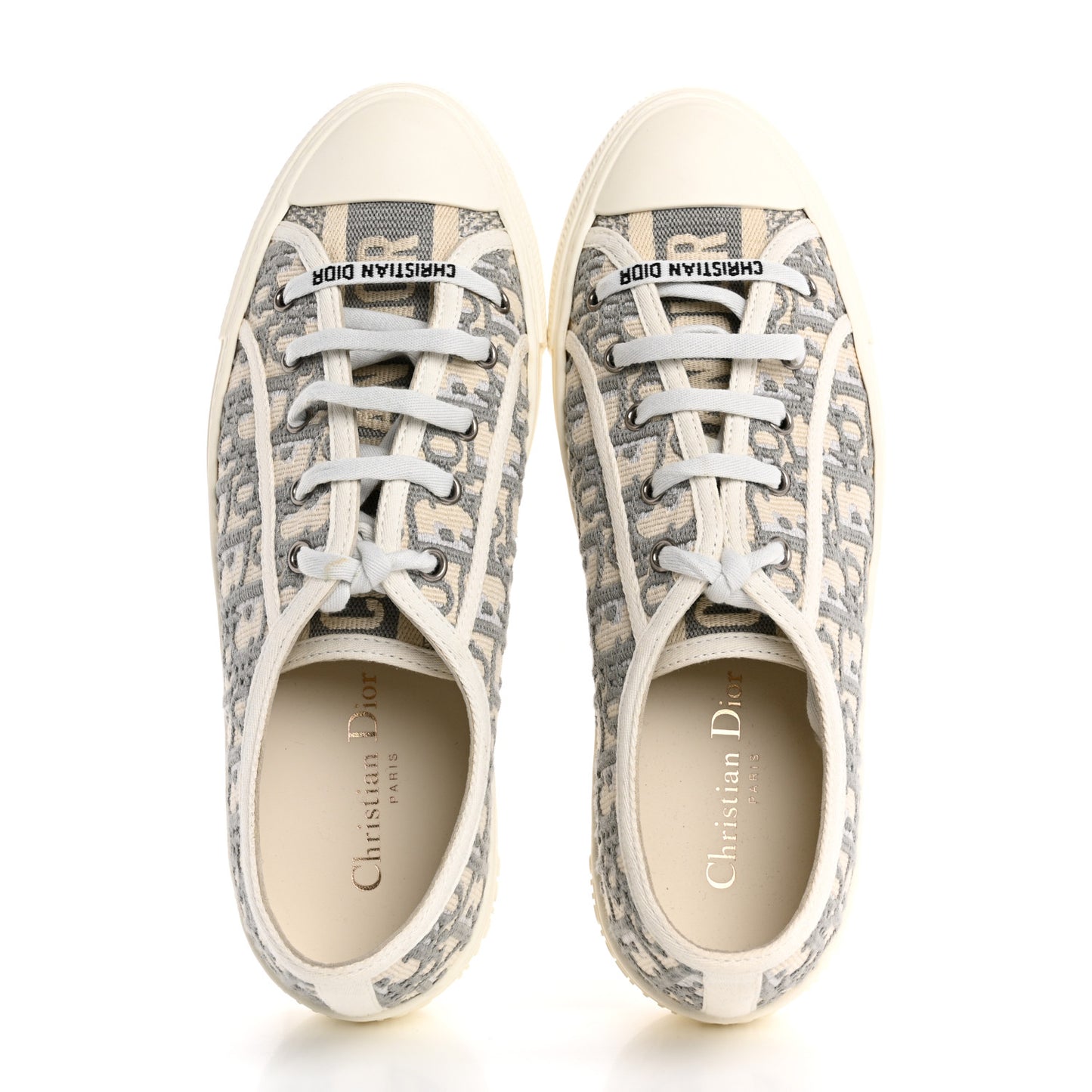 Canvas Oblique Walk'N'Dior Low Top Sneakers 40 Grey Stone