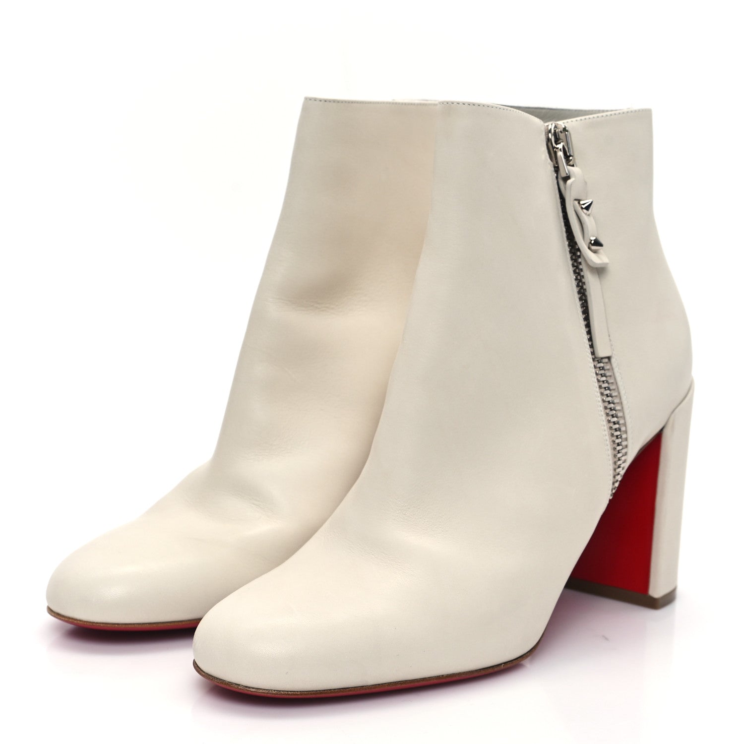 Christian Louboutin Calfskin Ziptotal 85 Ankle Boots 39.5 White 3 of 9
