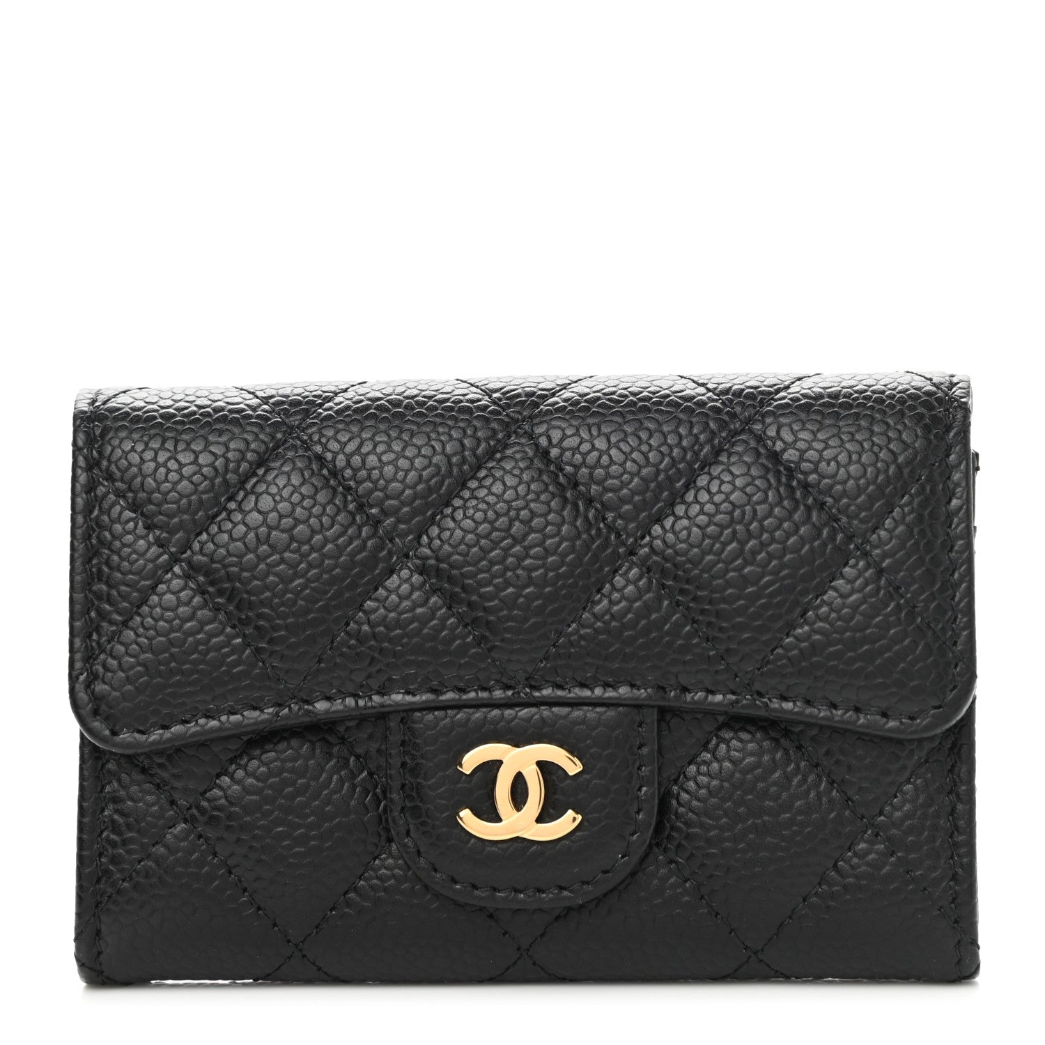Chanel Caviar Quilted Flap Card Holder Wallet Black 1 of 8