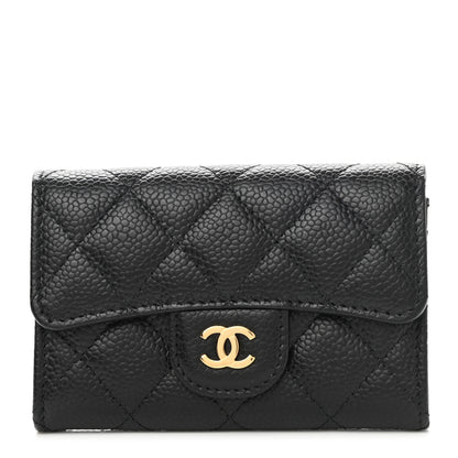 Chanel Caviar Quilted Flap Card Holder Wallet Black 1 of 8