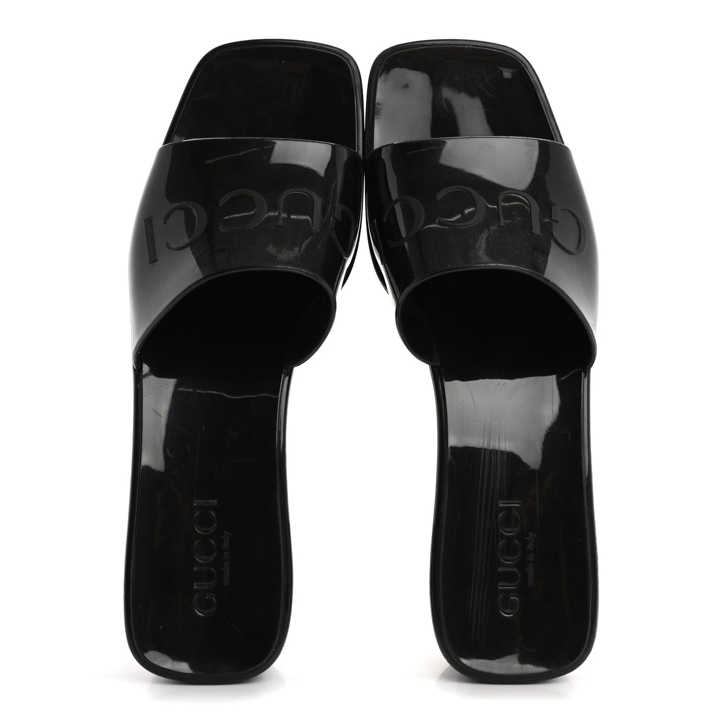 Rubber Gucci Logo Womens Platform 20/60mm Slide Sandals 38 Black