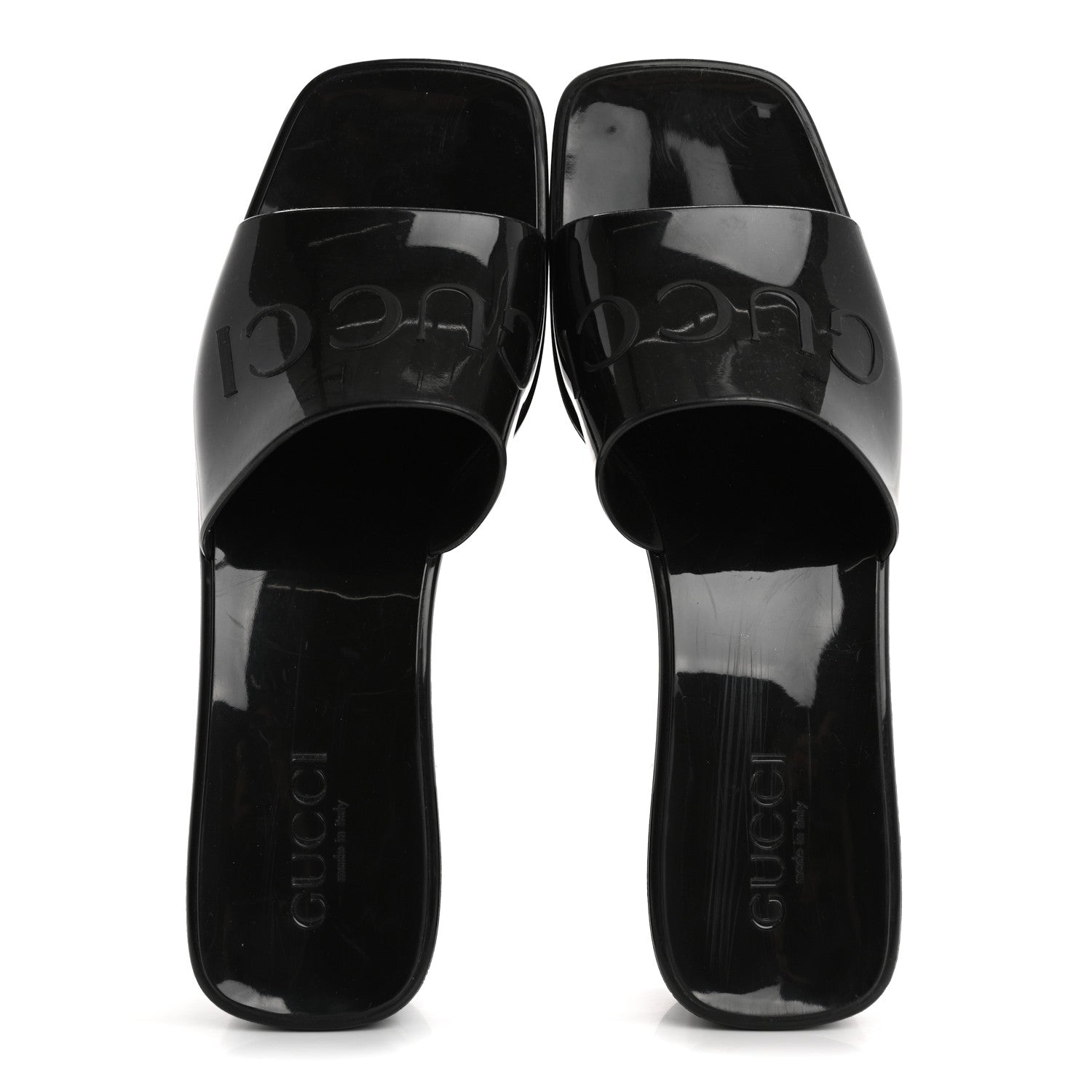 Gucci Rubber Gucci Logo Womens Platform 20/60mm Slide Sandals 38 Black 2 of 9