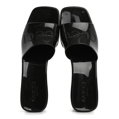 Gucci Rubber Gucci Logo Womens Platform 20/60mm Slide Sandals 38 Black 2 of 9