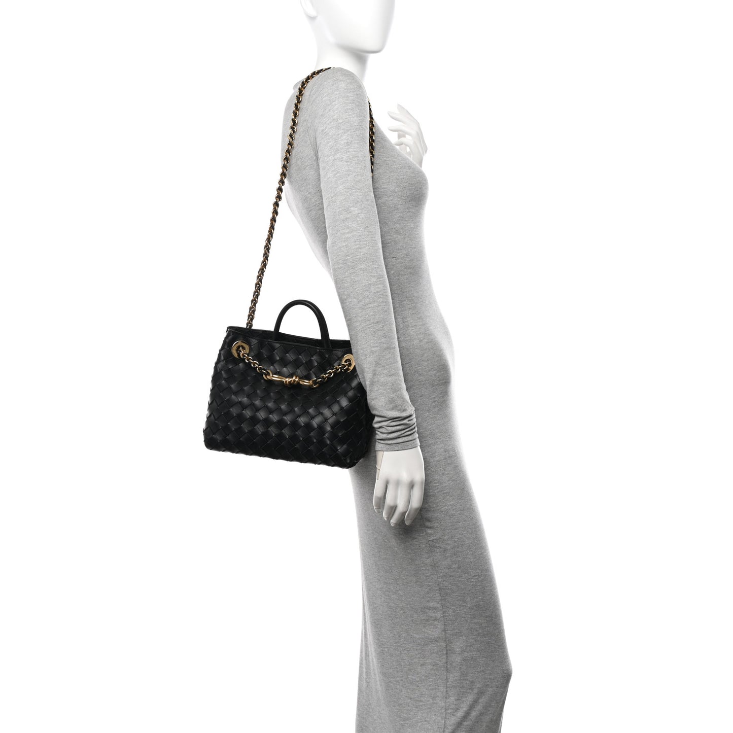 Nappa Intrecciato Small Andiamo Shoulder Bag Black