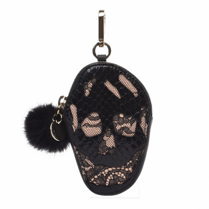 Alexander McQueen Python Calfskin Lace Skull Coin Purse 1 of 7