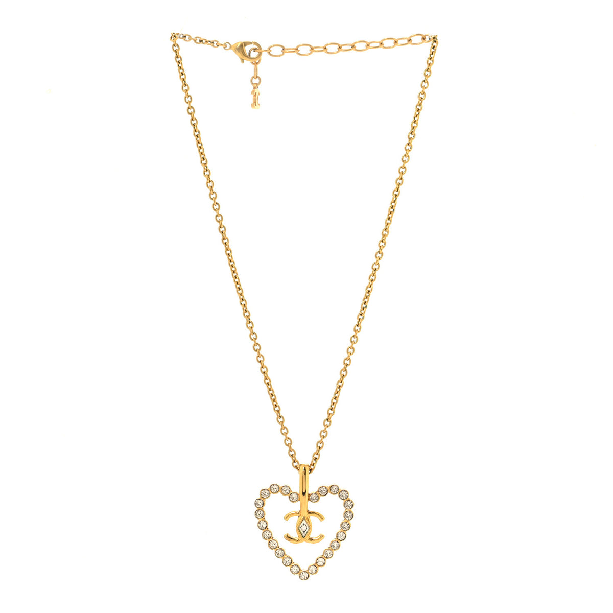 Crystal CC Heart Necklace Gold