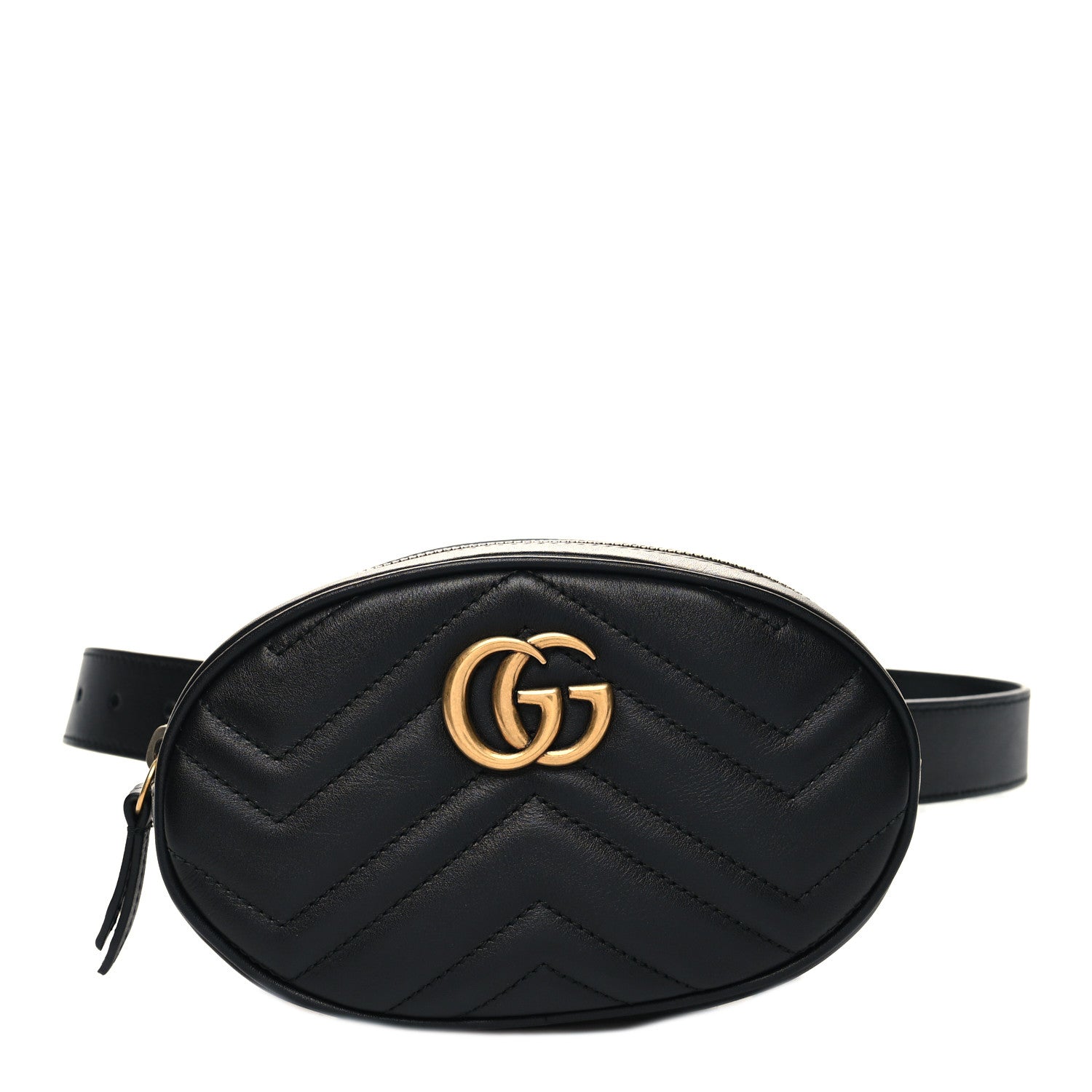 Gucci Calfskin Matelasse GG Marmont Belt Bag 85 34 Black 1 of 11