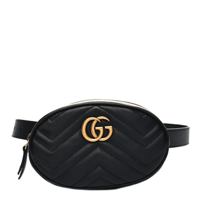 Gucci Calfskin Matelasse GG Marmont Belt Bag 85 34 Black 1 of 11
