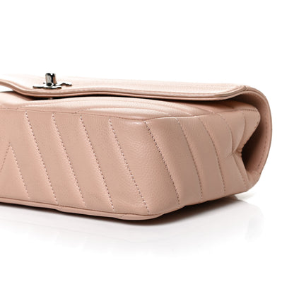 Chanel Caviar Chevron Quilted Single Flap Light Pink 10 of 14