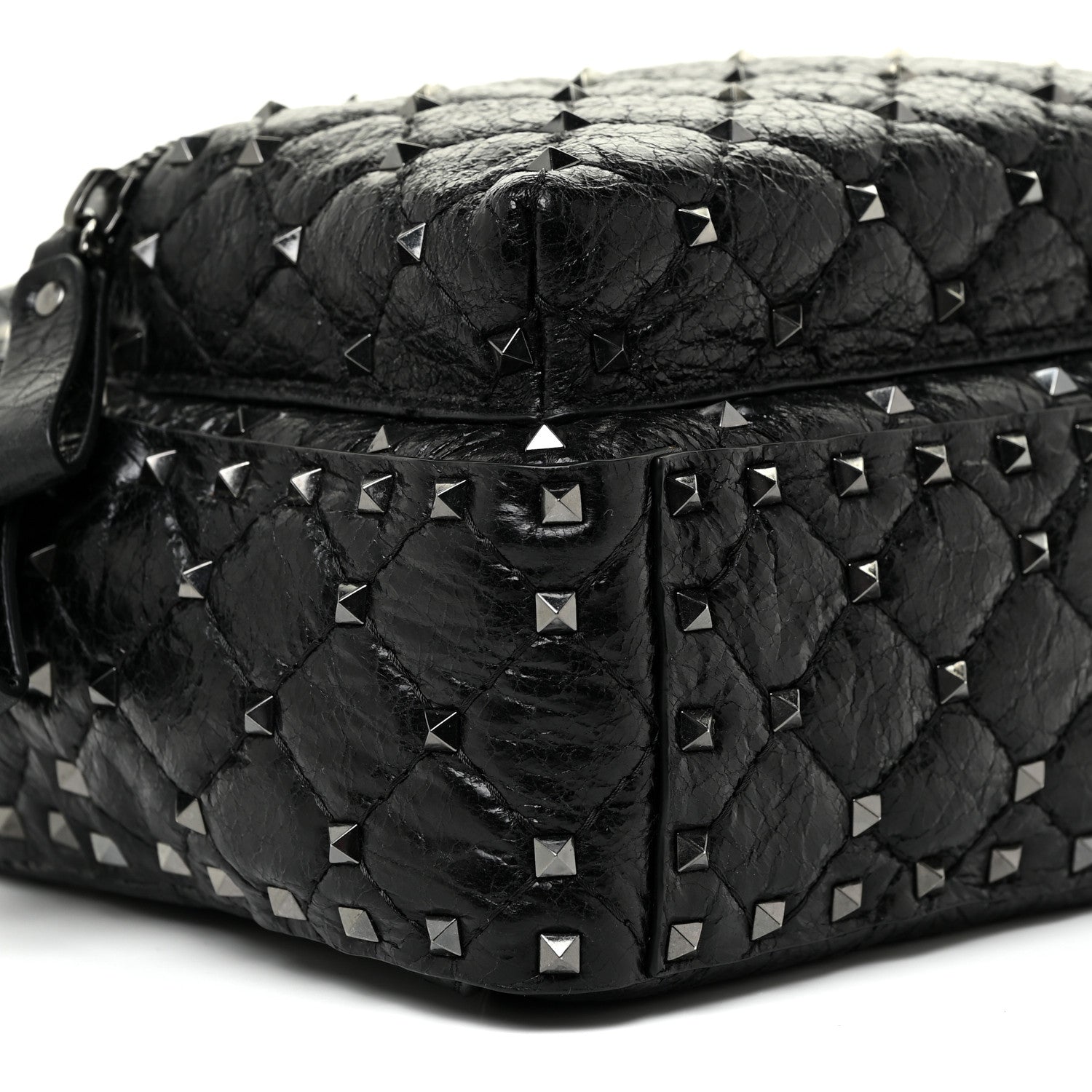 Valentino Garavani Craquele Nappa Quilted Mini Rockstud Spike Backpack Black 8 of 9