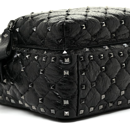 Valentino Garavani Craquele Nappa Quilted Mini Rockstud Spike Backpack Black 8 of 9