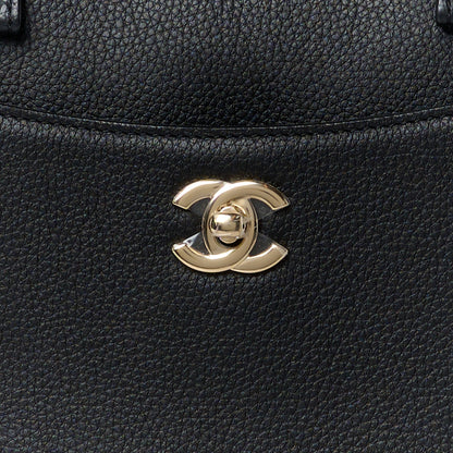Chanel Grained Calfskin Small Bi-Color Neo Executive Shopper Tote Black Beige 9 of 13