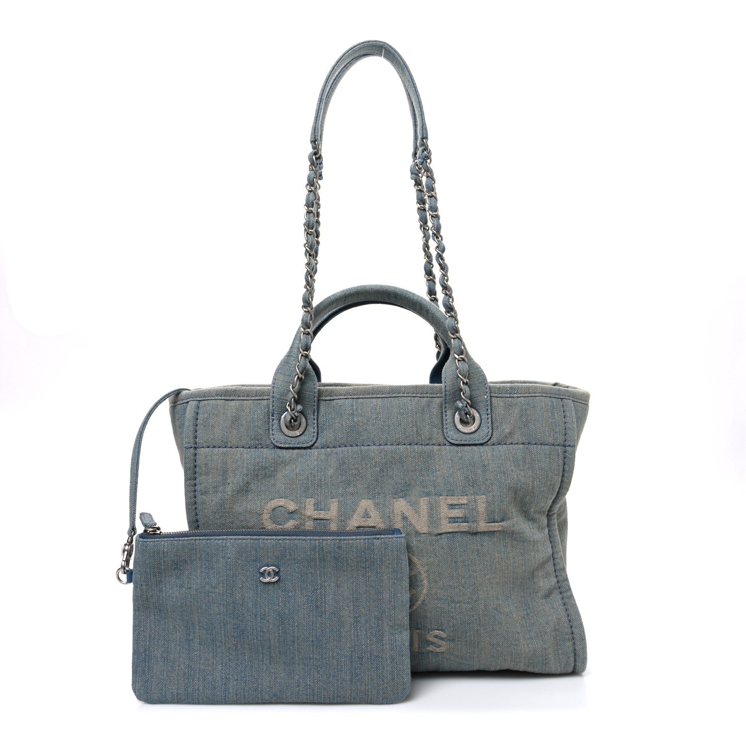 Chanel Denim Small Deauville Tote Light Blue 3 of 11