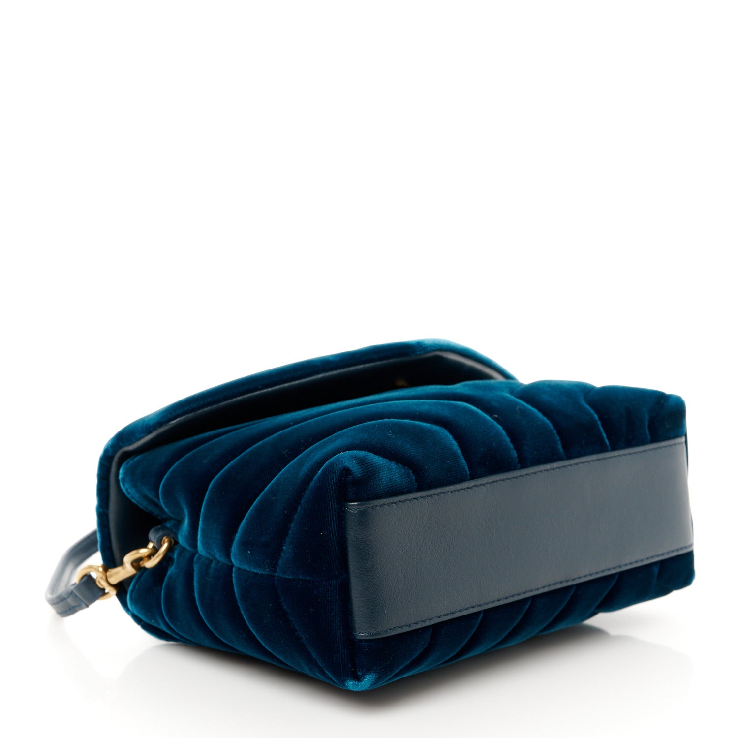 Saint Laurent Velvet Y Quilted Monogram Toy Loulou Chain Satchel Dark Ottanio 4 of 11