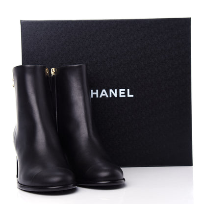 Chanel Calfskin CC Ankle Boots 37.5 Black 11 of 11