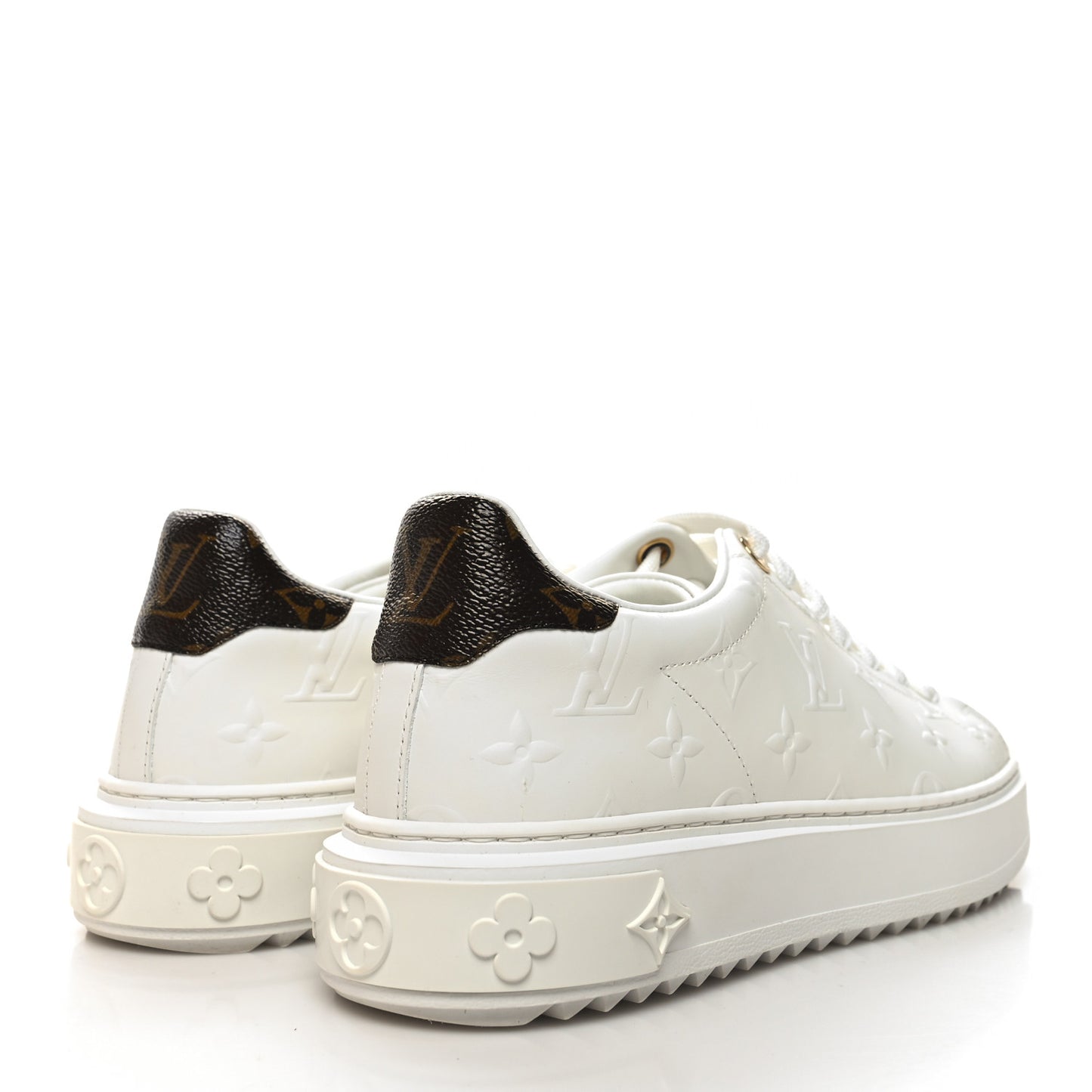 Lambskin Embossed Monogram Time Out Sneakers 39 White