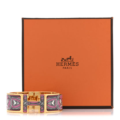 Hermes Enamel Printed Wide Grand Apparat Clic Clac H Bracelet PM Crepuscule Violet 5 of 5