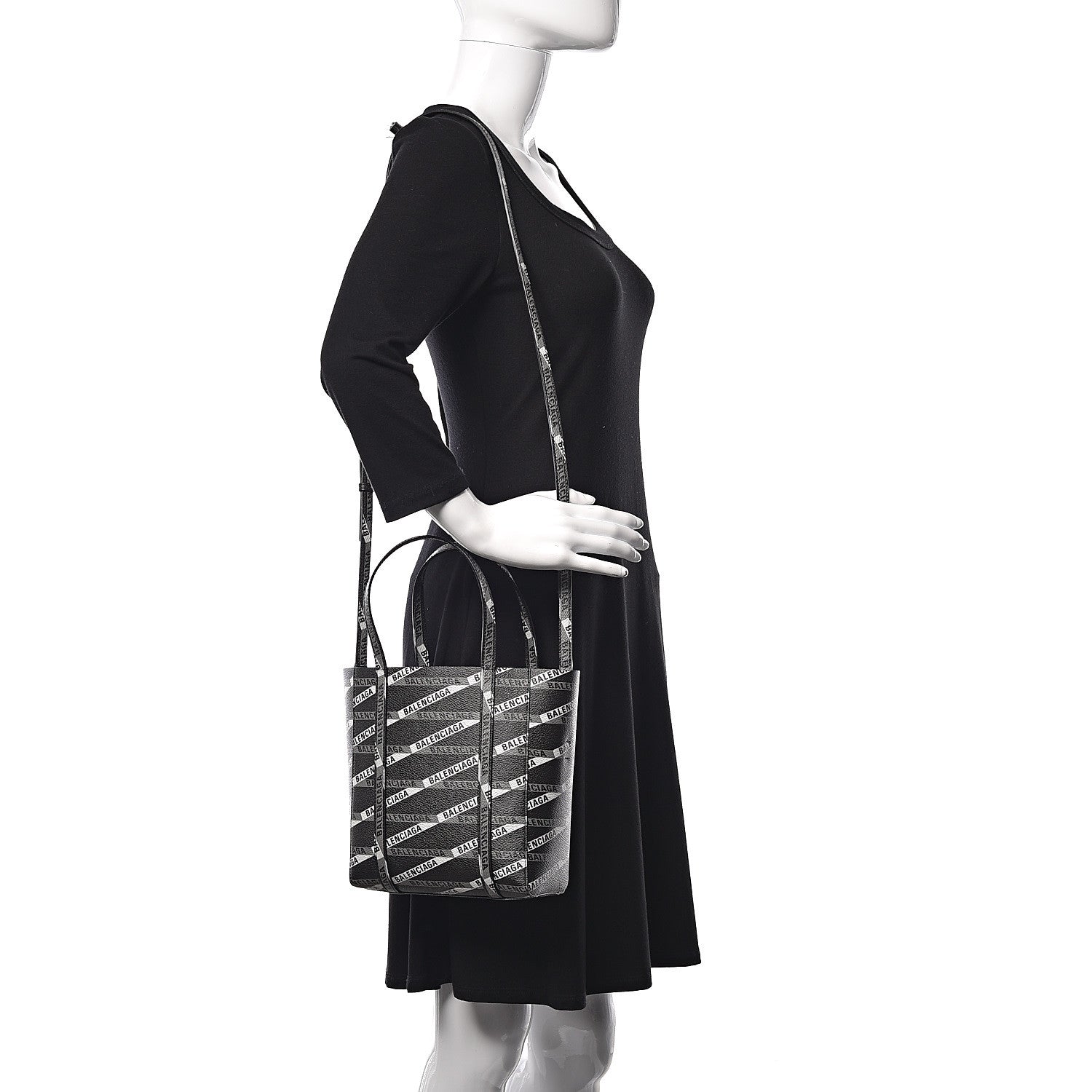 Balenciaga Coated Canvas Losange Monogram XXS Tote Black Grey 2 of 8