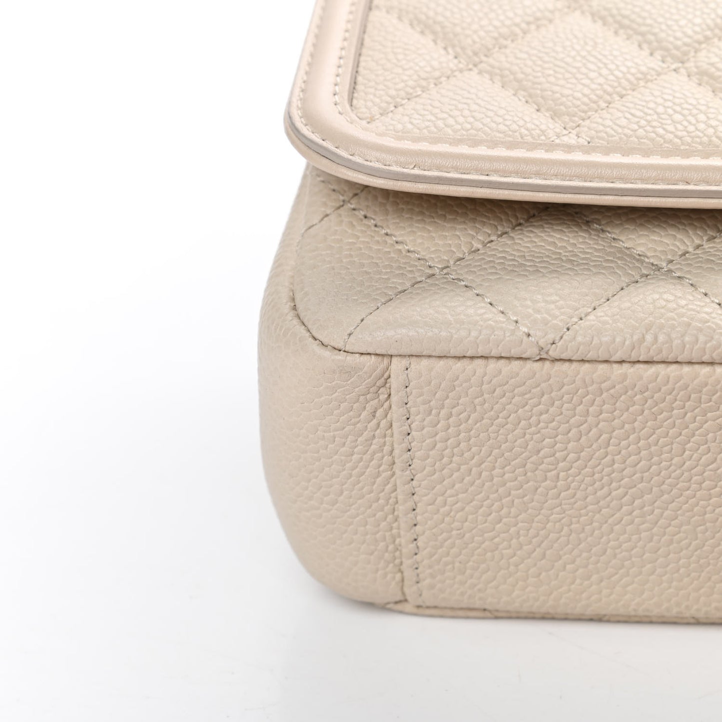 Caviar Quilted Small CC Filigree Flap Beige