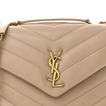 Saint Laurent Calfskin Y Quilted Monogram Small Loulou Chain Satchel Dark Beige 8 of 11