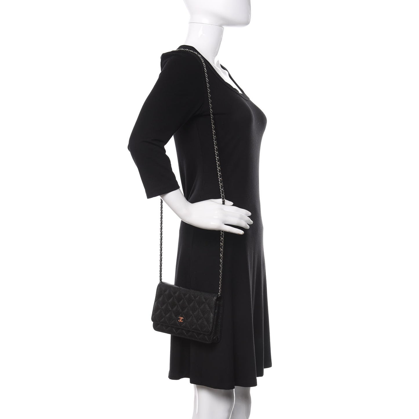 Caviar Quilted Wallet On Chain WOC Black