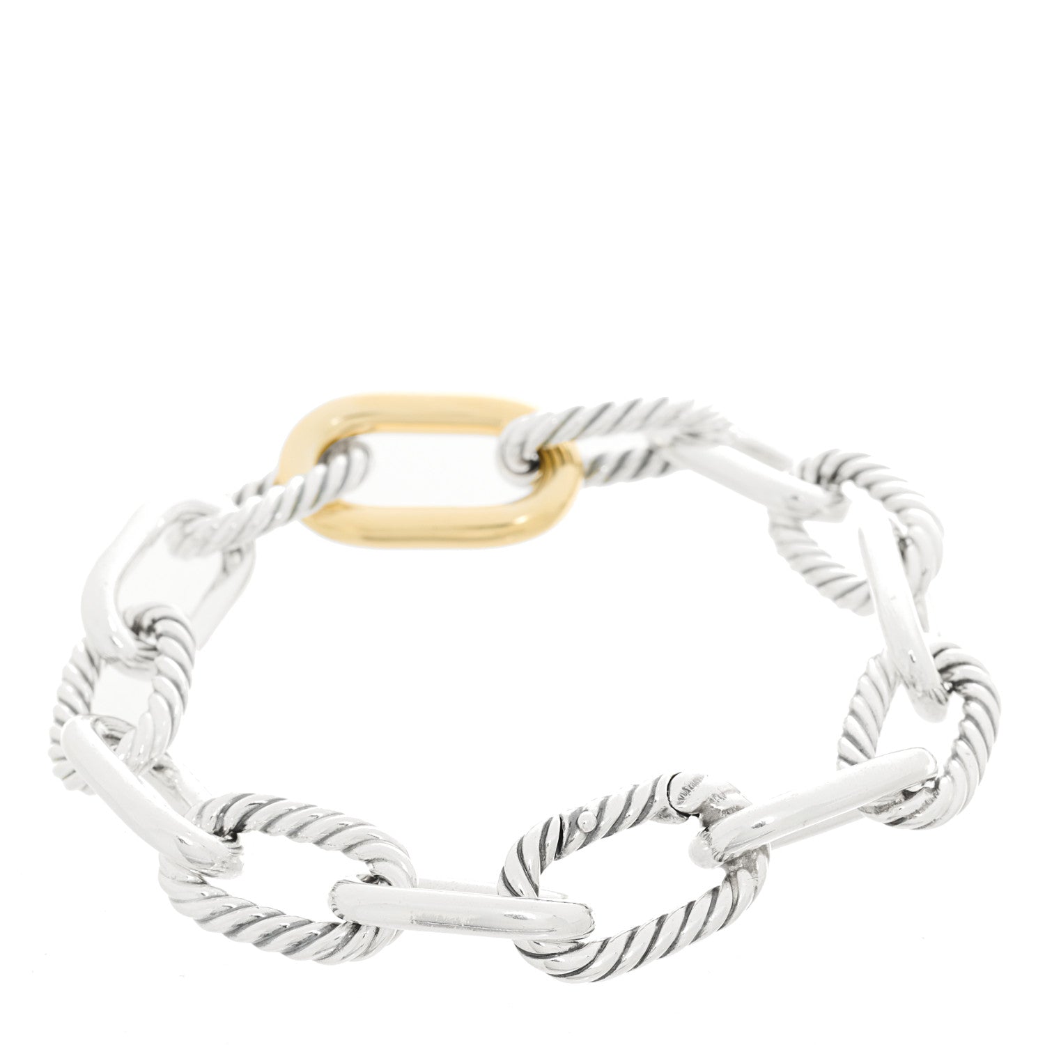 David Yurman Sterling Silver 18K Yellow Gold 11mm Madison Chain Bracelet 2 of 3