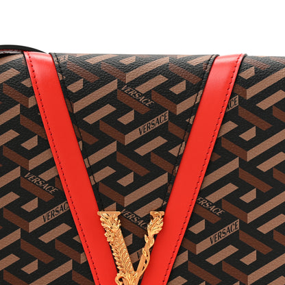 Versace Coated Canvas Virtus La Greca Signature Shoulder Bag Red 7 of 10
