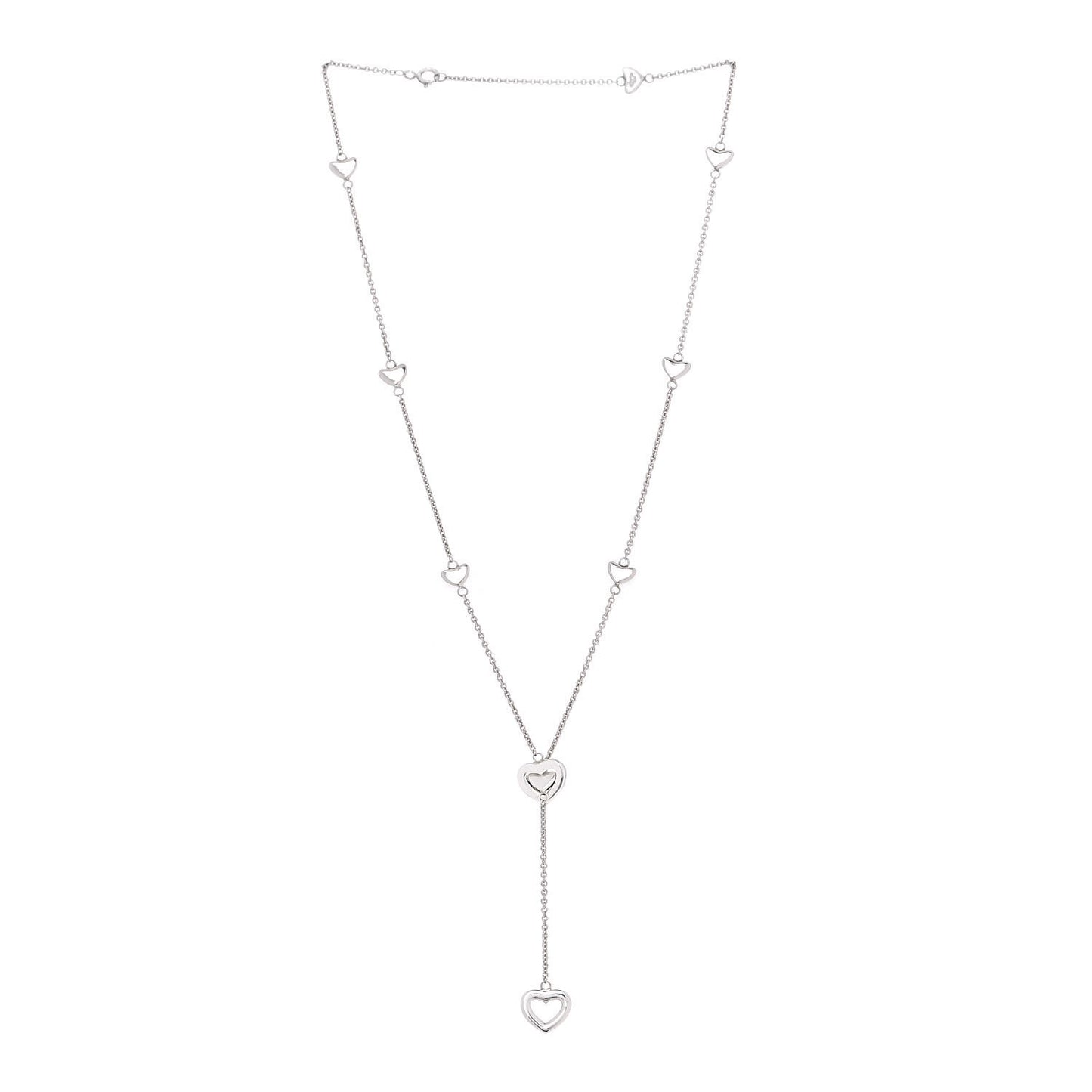 Sterling Silver Heart Lariat Necklace