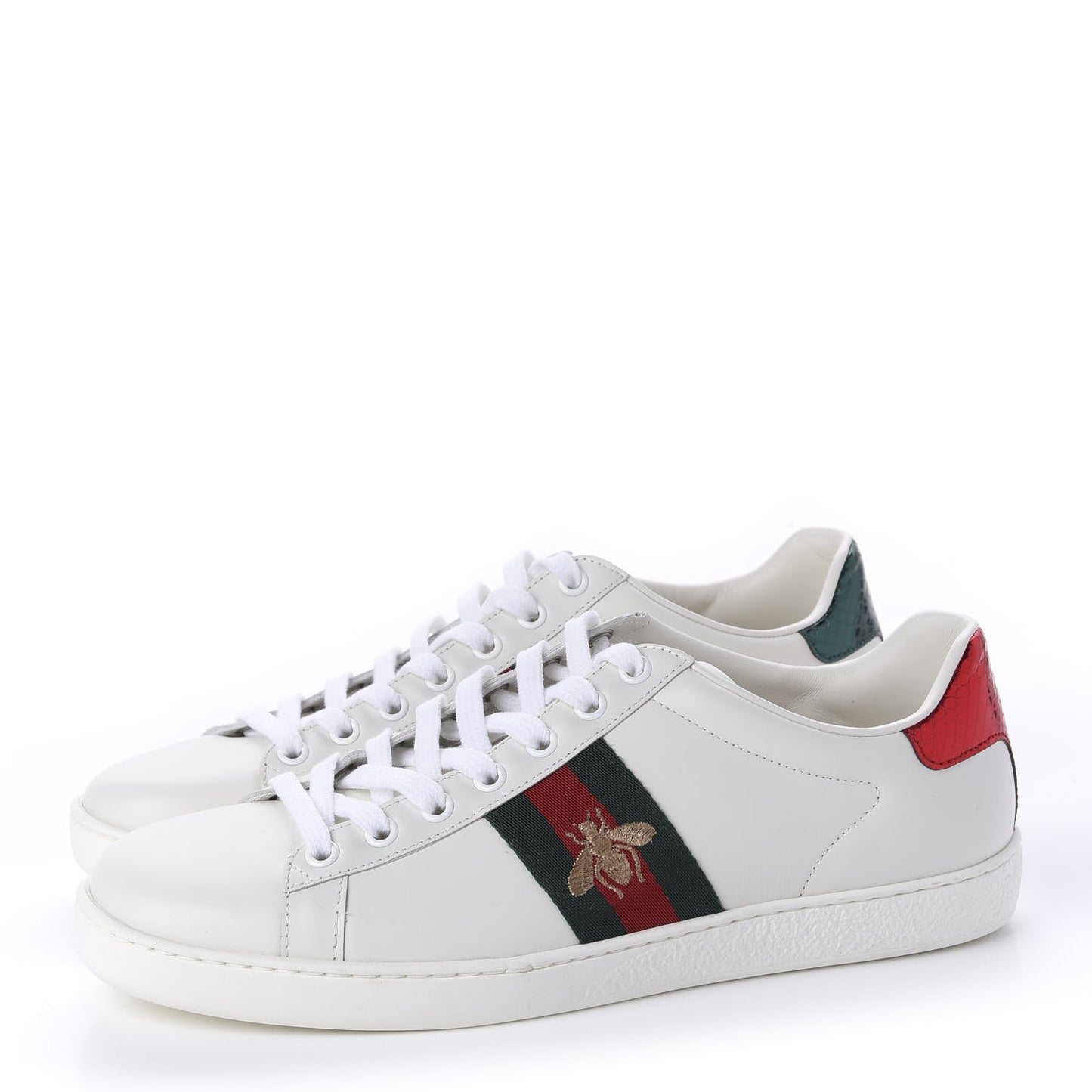 Calfskin Ayers Bee Embroidered Womens Ace Sneakers 39 White Green
